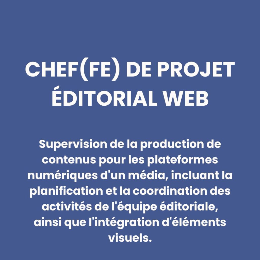 Chef(fe) de projet éditorial web
