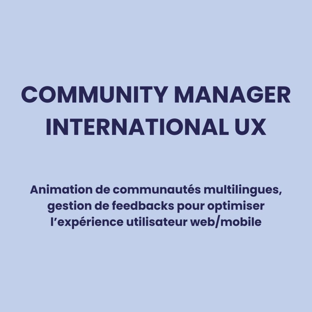 Community manager international UX