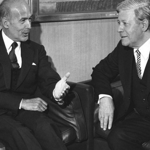 Deux artisans de l'Europe d'hier, Valéry Giscard d'Estaing et Helmut Schmidt, Chancelier allemand. Photo : Fondation VGE